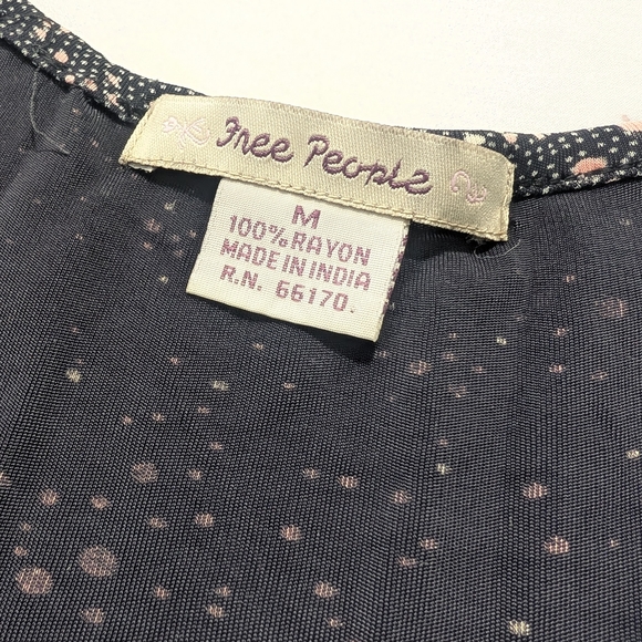 Free People Black and Pink Polka Dot Slip Dress - Picture 4 of 6